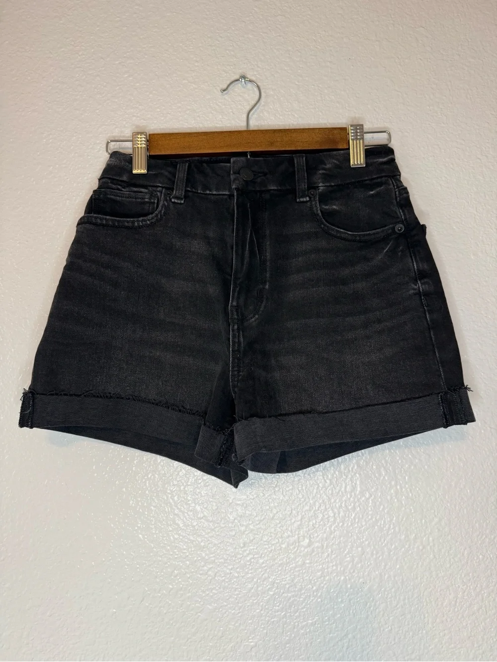 American Eagle Curvy Mom Black Denim Shorts Size 2
